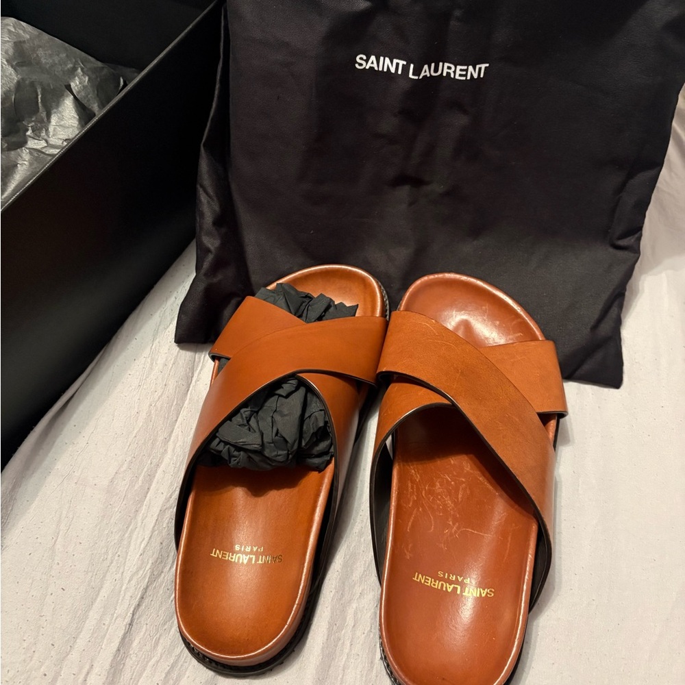 Saint Laurent Tan Leather Women’s Sandals